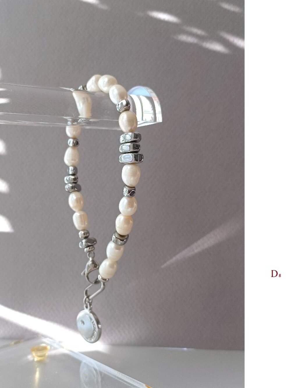 New mens original design freshwater pearl with hematite stainless steel bracelet